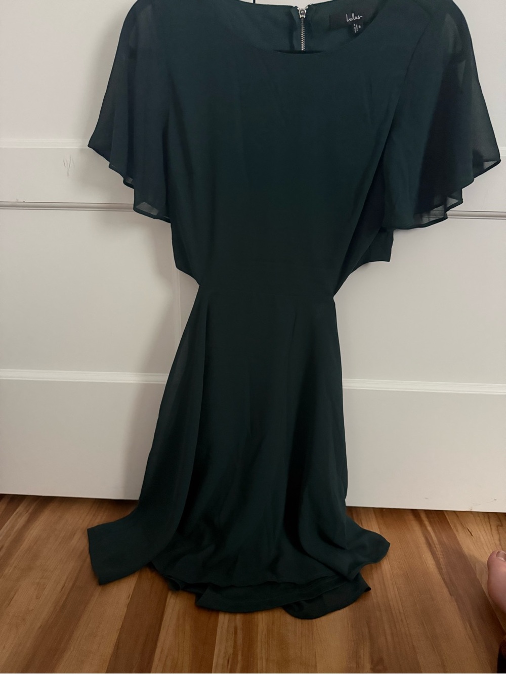 Lulu's Green Flutter-Sleeve Cutout Mini Dress